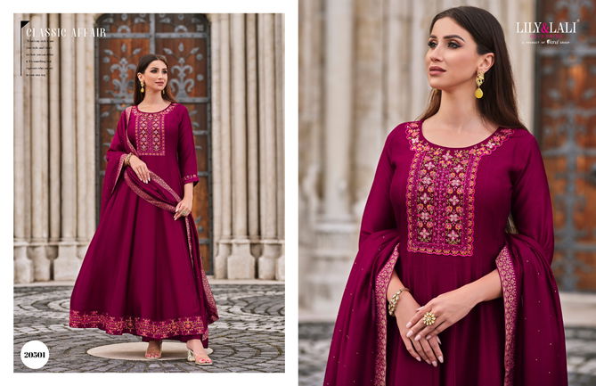 Bibbojaan By Lily And Lali Vichitra Silk Anarkali Style Readymade Suits Wholesale Shop In Surat